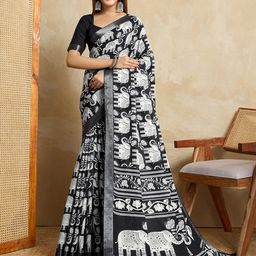 Durga Textile Kalamkari Printed Zari Saree-picture-3