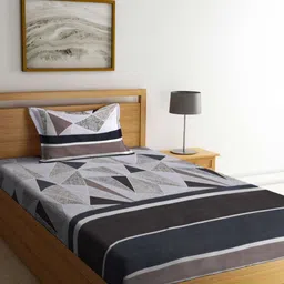 Myntra Elegant Homes Black & Grey Printed 300 TC Single Bedsheet Set 2.20 mx 1.50 m-image-73