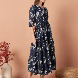 Femvy Women Printed Fit & Flare MIdi Dress-image-62
