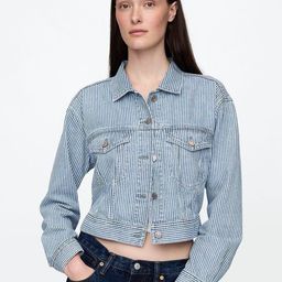 GAP Striped Slim-Fit Crop Denim Jacket-image-41