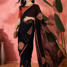 Sangria Women Ethnic Motifs Printed Pure Silk Saree-picture-13
