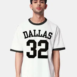 Crazymonk Oversized Dallas 32 Typography Printed Cotton T-Shirt-picture-42