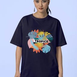 Reifica Women Typography Printed Drop-Shoulder Sleeves Applique T-shirt-image-28
