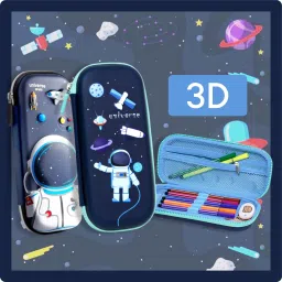 3D Space Astronaut Theme Case Stationary Organizer Box For School Classes Imported Heavy Quality Made Ideal For Boys & Girls Art EVA Pencil Box-4