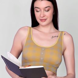 Spiaty Checked Full Coverage Removable Padding Workout Bra With All Day Comfort image 3