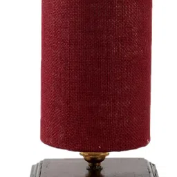 Devansh Maroon Jute Table lamp with wood Square base image 3