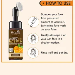Vellasio Brightening Vitamin C Foaming With Built-In Face Brush For Deep Cleansing 150ML image 5