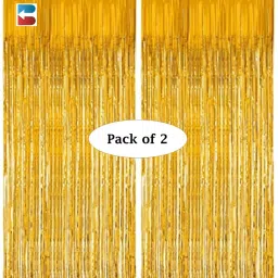Gold, Golden Golden Foil Curtain Pack of 2 for Birthday, Anniversary, Wedding, Bachelorette, Halloween Decoration-37