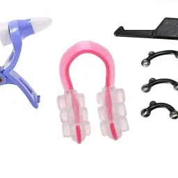 NOSE CLIP up shaping shaper nose clip nose lifter invisible nose nose straighter (1 blue nose,pink nose and 3 pair of invisible nose) Nose Shaper-15