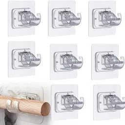 Transparent Self-Adhesive Curtain Rod Holder, Fixing Rod Holder, Curtain Rod Hook 8-28