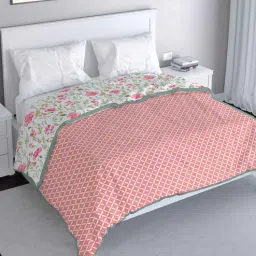 mayfair homes london Pink Cotton Floral 120 GSM Reversible Double Bed Dohar-picture-20