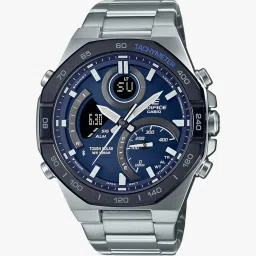 Edifice Blue Dial Silver Stainless Steel Band Analog-Digital Watch - For Men EX555 (ECB-950DB-2ADF)-image-8