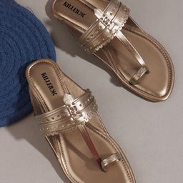 Killer Women Metallic Ethnic Embellished One Toe Flats-picture-39