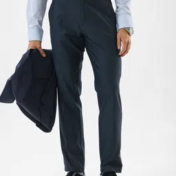 Snitch Men Textured Slim Fit Wrinkle Free Trousers-image-96