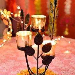 MARKET99 Black & Gold-Toned Candle Holder-image-25