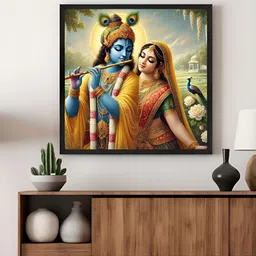 999Store Blue & Green Krishna Religious Canvas Wall Art-image-31