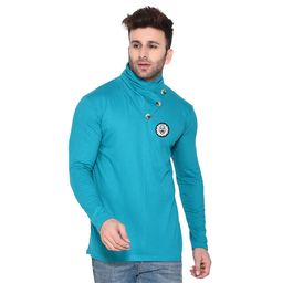 BEYOU FASHION Men Solid Long Sleeves High Neck Casual T-shirt-image-9