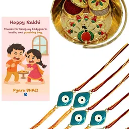 Anouk Set Of 6 Evil Eye Rakhi With Card & Thali image 4