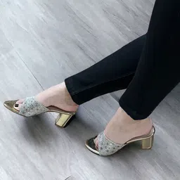 FABBMATE Embellished Open Toe Party Block Sandals image 3