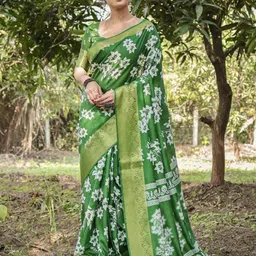 ALMAARI FASHION Floral Printed Zari Pure Silk Tussar Saree With Unstitched Blouse Piece-picture-26