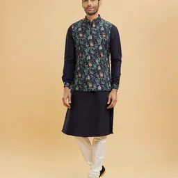 Twamev Men Regular Sequinned Kurta with Churidar And Jacket-picture-58