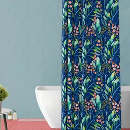 ArtzFolio Blue and Green Floral Printed Waterproof Shower Curtain-image-20