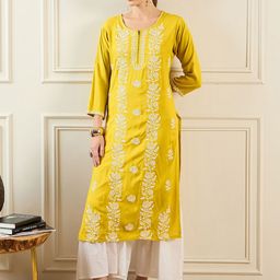 Anouk Women Floral Embroidered Daily Straight Kurta-image-49