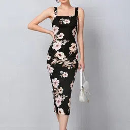 Attire Empire Floral Print Bodycon Midi Dress-picture-26