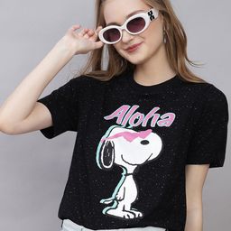 Free Authority Peanuts Printed Pure Cotton Round Neck T-Shirt-image-88