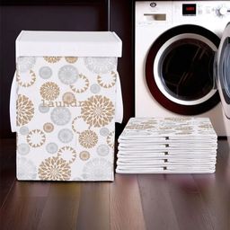 Aura 6Pcs Brown & White Printed Foldable Laundry Bags With Lid & Handles - 75 L Each-16