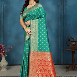 MORDEN MUSE Woven Design Zari Silk Blend Banarasi Saree-picture-10