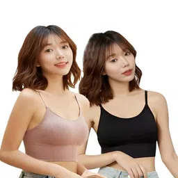 Pack of 2 Womens Cotton Padded Teenager Full Coverage Sports Bra-36