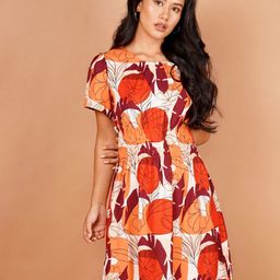 Zink London Floral Printed Fit & Flare Dress-image-98