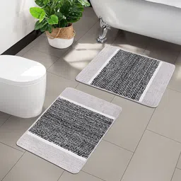 Kuber Industries Light & Dark Grey 6 Pieces Striped Anti-Skid Micrfoiber Door Mats-image-64