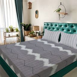 Aura Multicoloured Geometric 300 TC Double King Bedsheet Set 2.50 m x 2.25 m-picture-46