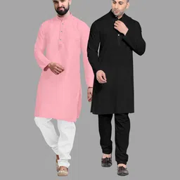 VS MALL Pink Cotton Blend Kurta Sets-image-51