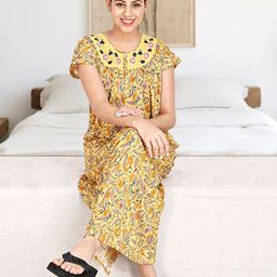 For You For Me Embroidered Round Neck Maxi Nightdress-95
