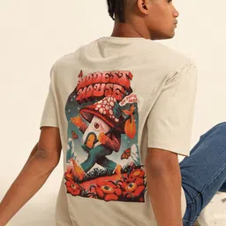 Bushirt Men Graphic Printed Drop-Shoulder Sleeves Cotton Oversized T-shirt-image-98