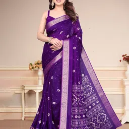 MAGNEITTA Women Bandhani Printed Silk Blend Saree-picture-13