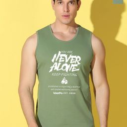 WOOSTRO Pack Of 2 Printed Super Combed Cotton Gym Ve VWS26(ALONE LGTGREEN)(BKLN LGTGREEN)-image-97