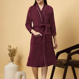FABINALIV Women Cotton Bath Robe With 2 Front Pockets-image-97