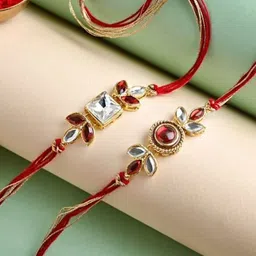 CraftVatika Set of 2 Brother Bhabhi Kids Designer Rakhi with Best Wishes Card-19