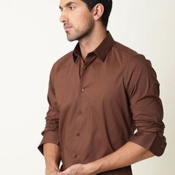 URBANICE Men Classic Slim Fit Solid Spread Collar Cotton Formal Shirt-image-87
