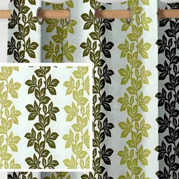 Aura Green & White 2 Pieces Floral Printed Long Door Curtain-picture-43