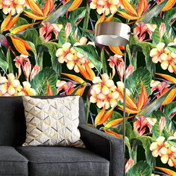 ArtzFolio Printed UV-Resistant Anti-Bacterial Tropical Pattern With Exotic Flowers Peel & Stick Wallpaper-image-78
