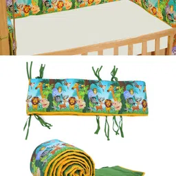 SWAYAM Infants Green Printed Cotton Cot Bumpers-image-6