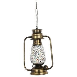 Somil Vintage Kerosene Lantern Style Hanging Lamp, LED Compatible with Gold Metal Fixture. B22 (Pin Type) Holder, Dimensions: 20 X 13 X 70 Cm, Pack of 4-image-85