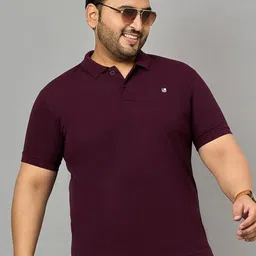 Zigo Men Plus Size Solid Polo Collar Slim Fit T-shirt-image-43