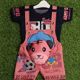 BAESD Infants Printed Short Dungarees With T-Shirt-12