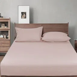 THE little BIG STORE Cream-Coloured 300 TC King Bedsheet with 2 Pillow Covers-image-79